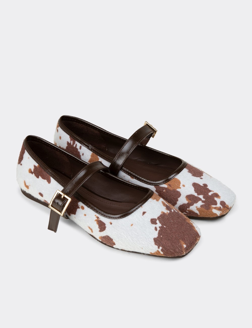 Women's Brown Mary Jane Flats - RD810ZKHVC01