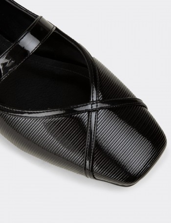 Women's Black Patent Mary Jane Flats - RD191ZSYHC01