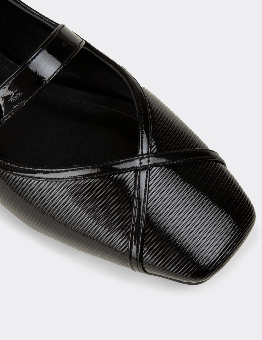 Women's Black Patent Mary Jane Flats - RD191ZSYHC01