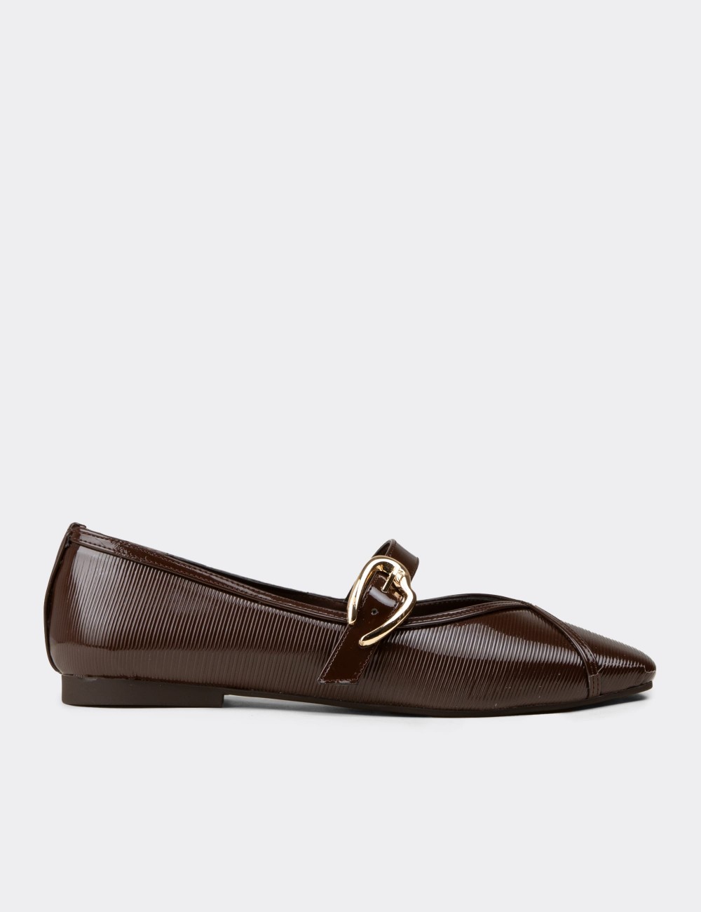 Women's Brown Mary Jane Flats - RD191ZKHVC01