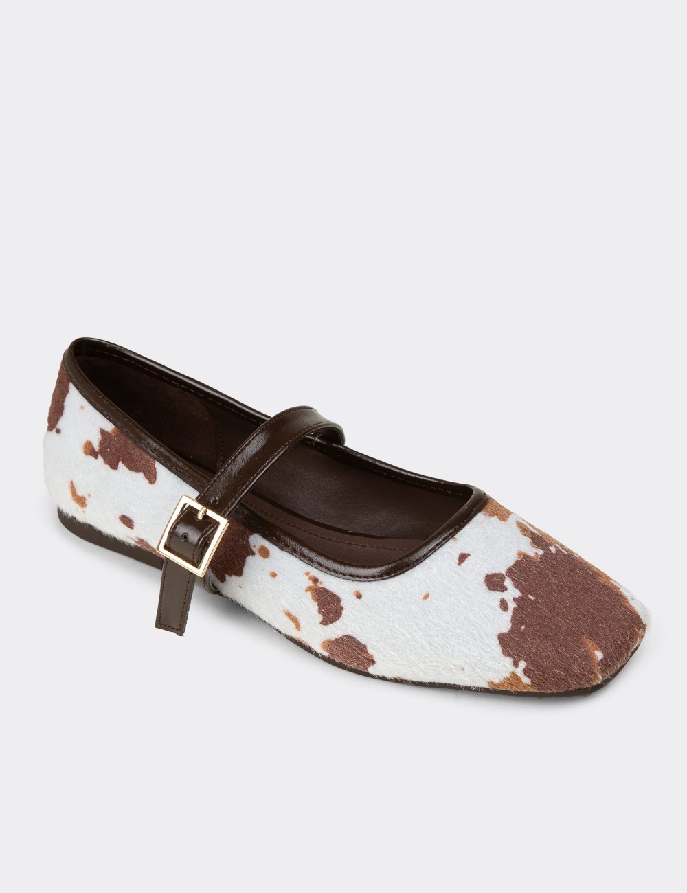 Women's Brown Mary Jane Flats - RD810ZKHVC01