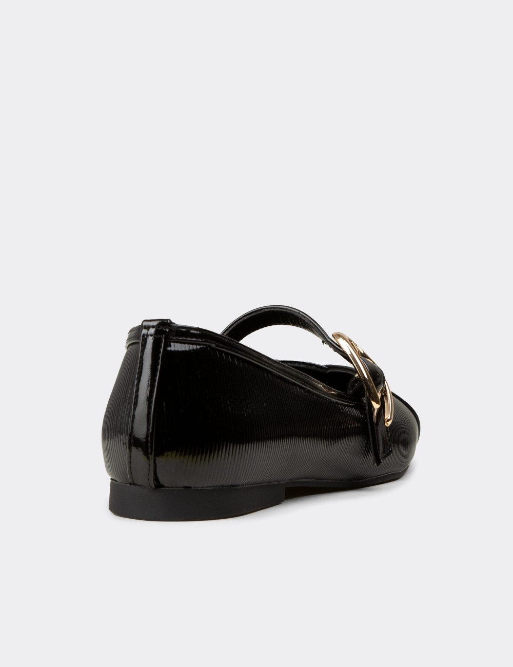 Women's Black Patent Mary Jane Flats - RD191ZSYHC01