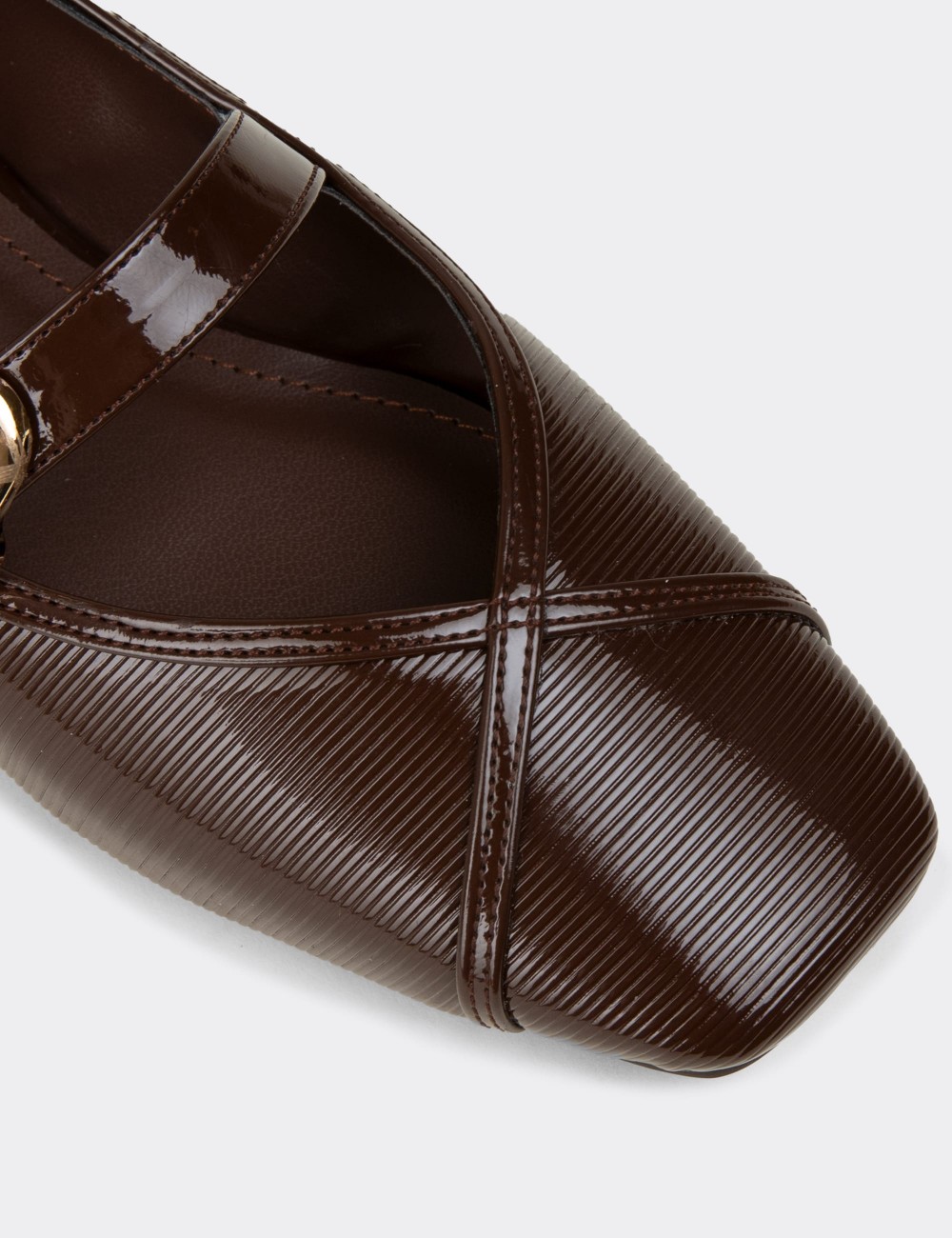 Women's Brown Mary Jane Flats - RD191ZKHVC01