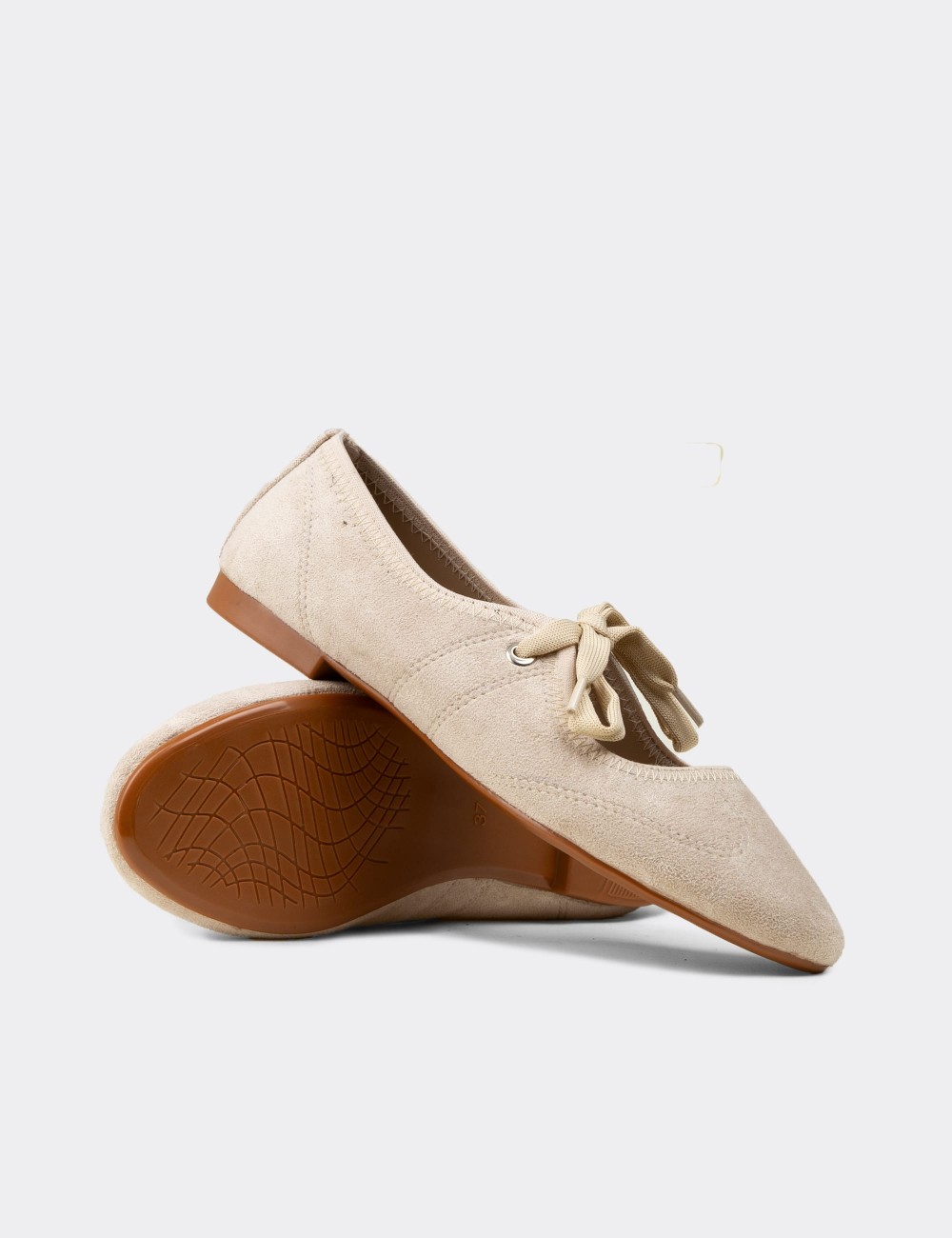 Women's Beige Ballet Flat - RD200ZBEJC01