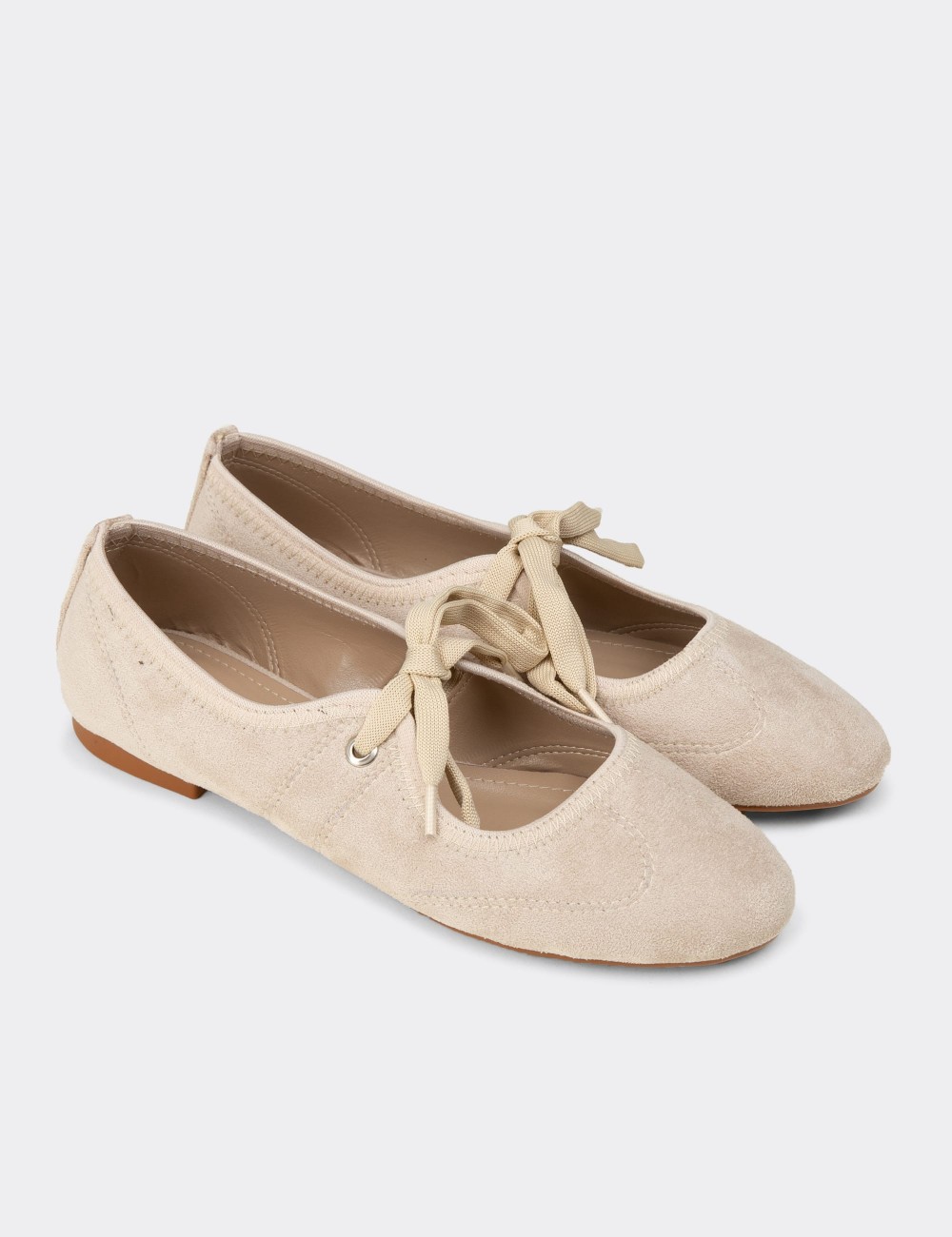 Women's Beige Ballet Flat - RD200ZBEJC01