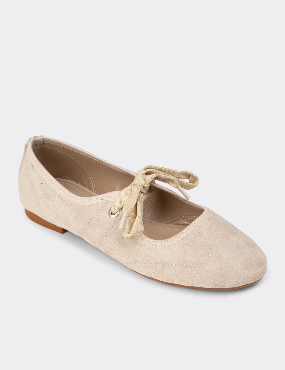 Women's Beige Ballet Flat - RD200ZBEJC01