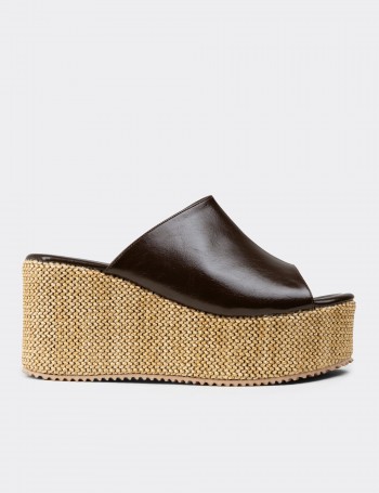 Women's Brown Wedge Mules