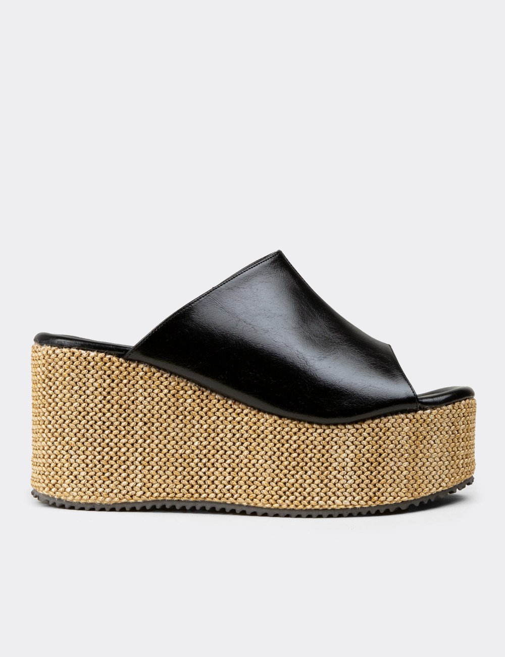 Women's Black Wedge Mules - RD181ZSYHC01
