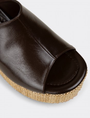 Women's Brown Wedge Mules