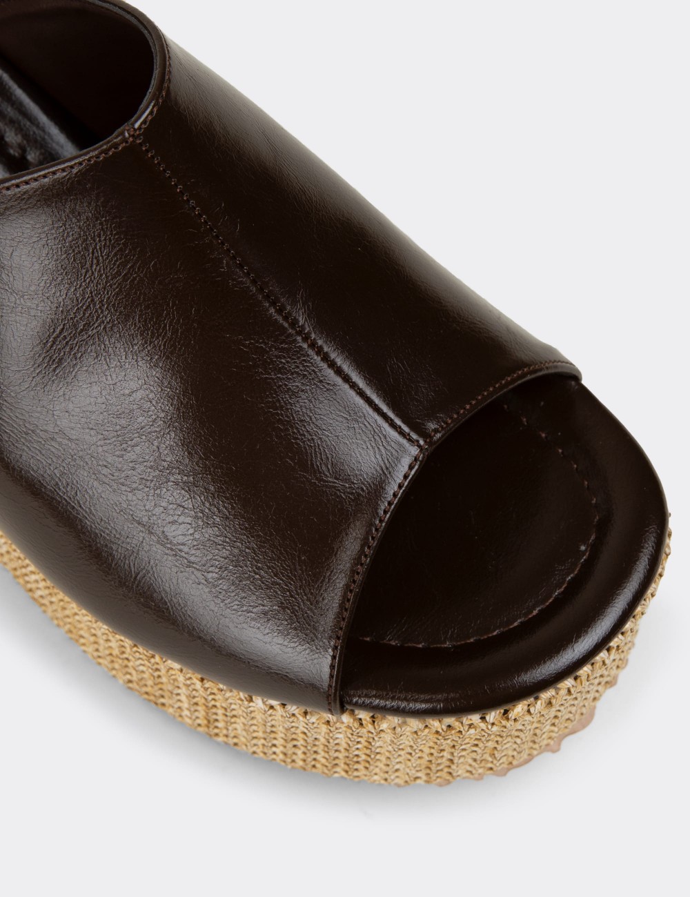 Women's Brown Wedge Mules - RD181ZKHVC01