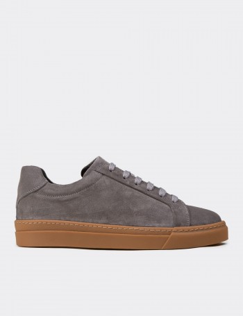 Men's Gray Suede Leather Sneakers