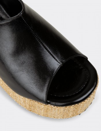 Women's Black Wedge Mules