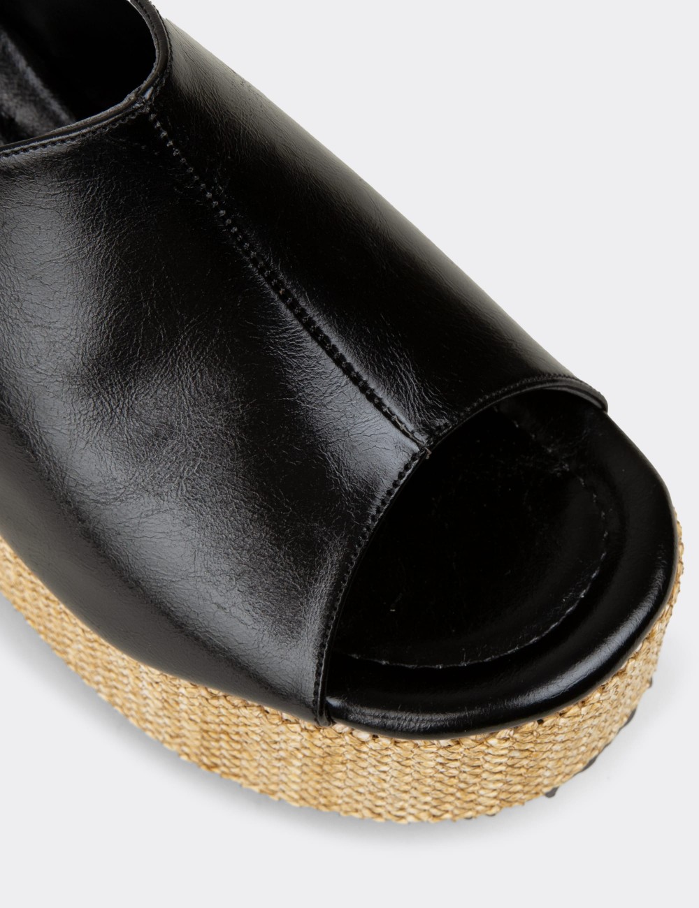Women's Black Wedge Mules - RD181ZSYHC01