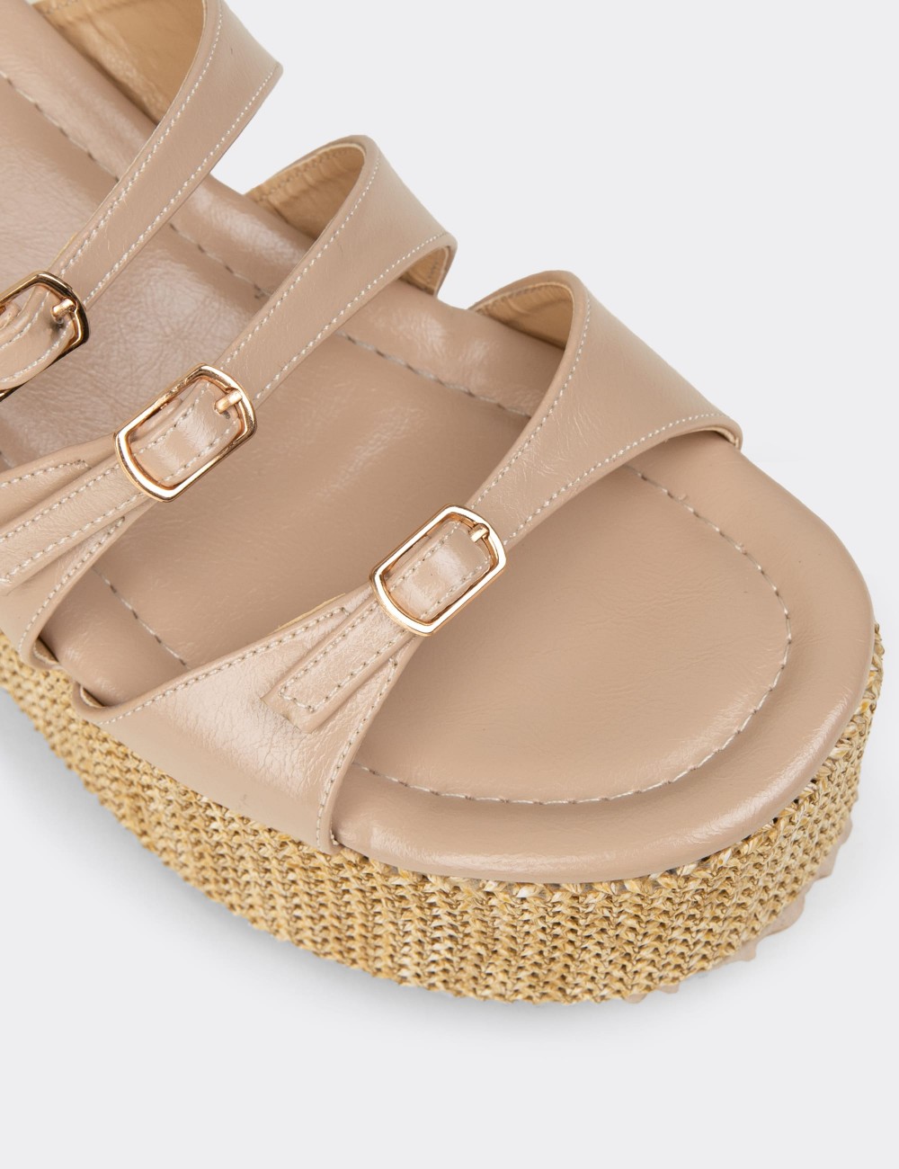 Women's Beige Wedge Mules - RD120ZBEJC01