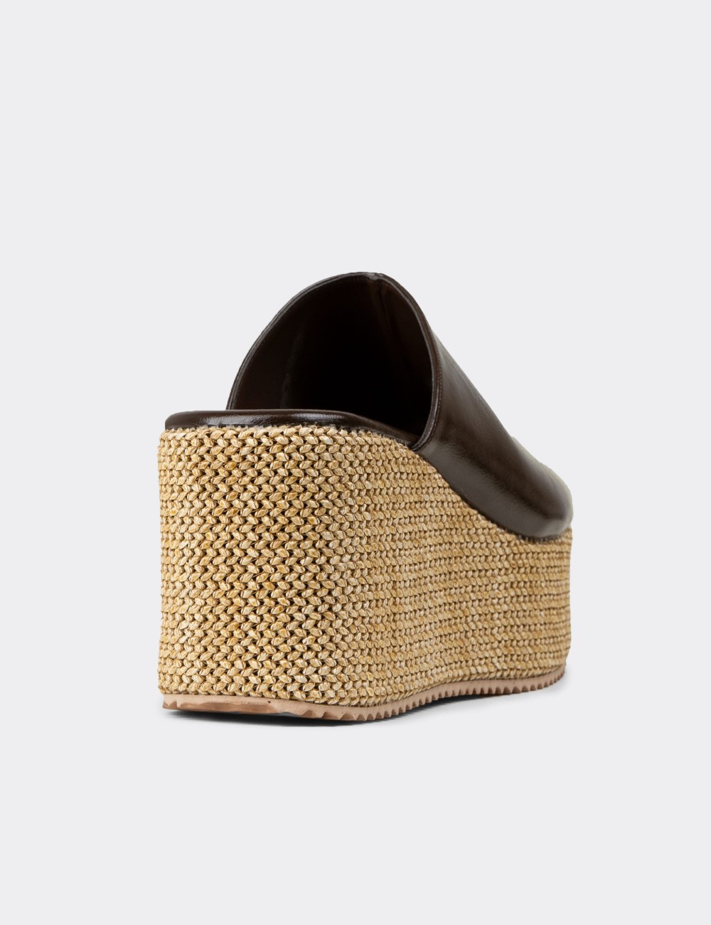 Women's Brown Wedge Mules - RD181ZKHVC01