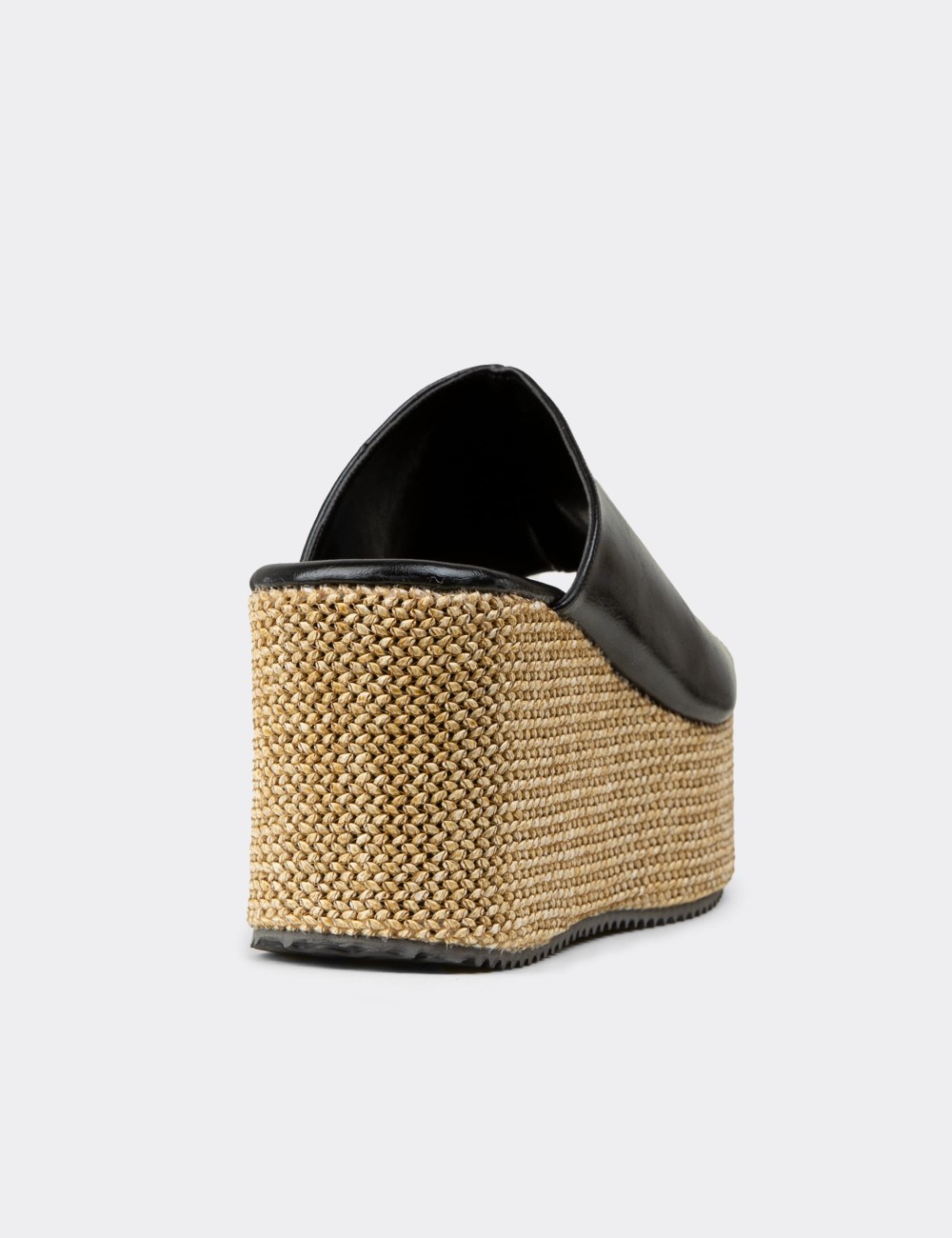 Women's Black Wedge Mules - RD181ZSYHC01