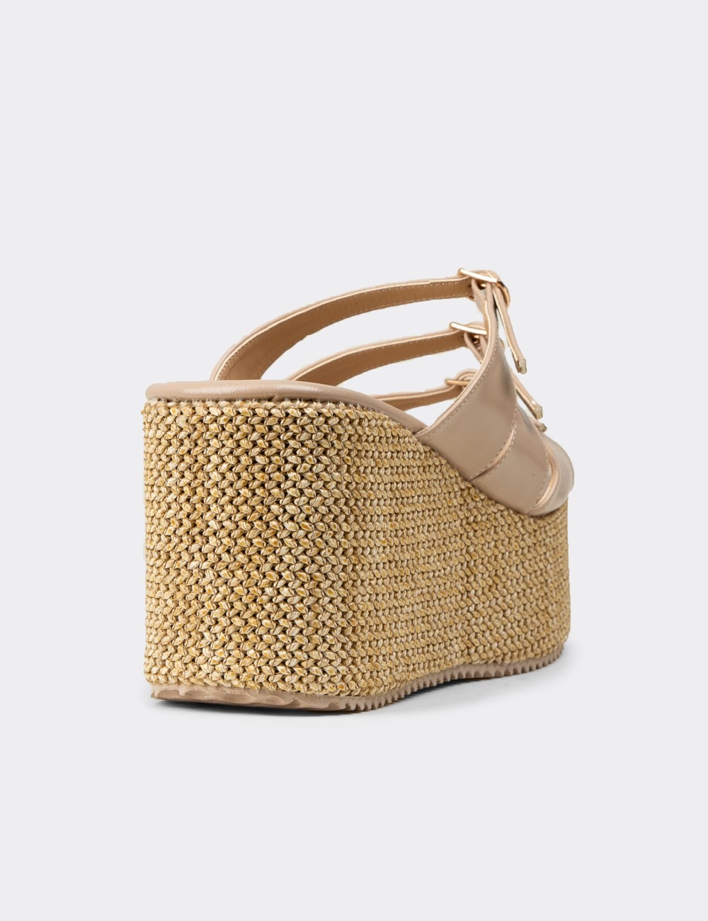 Women's Beige Wedge Mules - RD120ZBEJC01