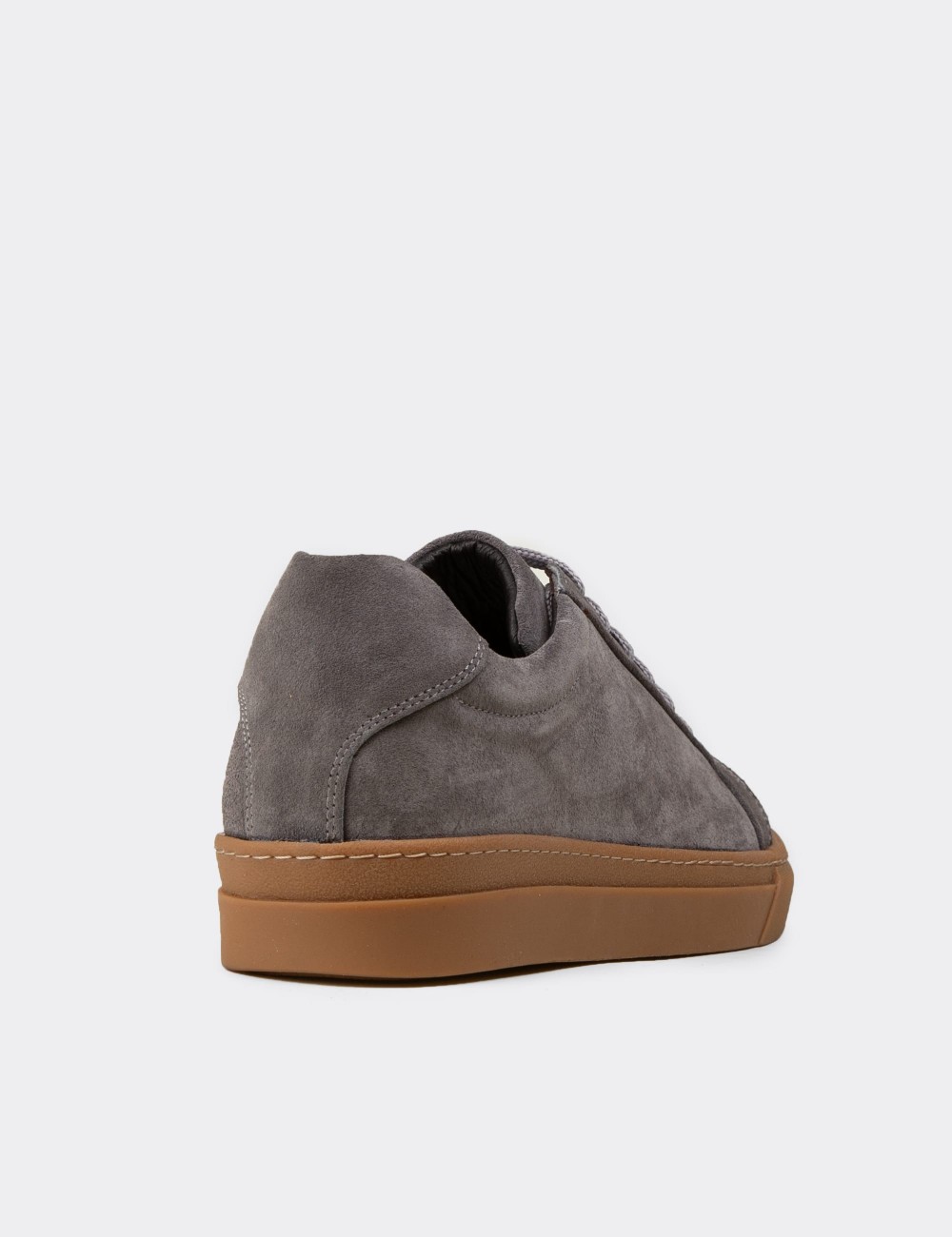 Men's Gray Suede Leather Sneakers - 02018MGRIC03