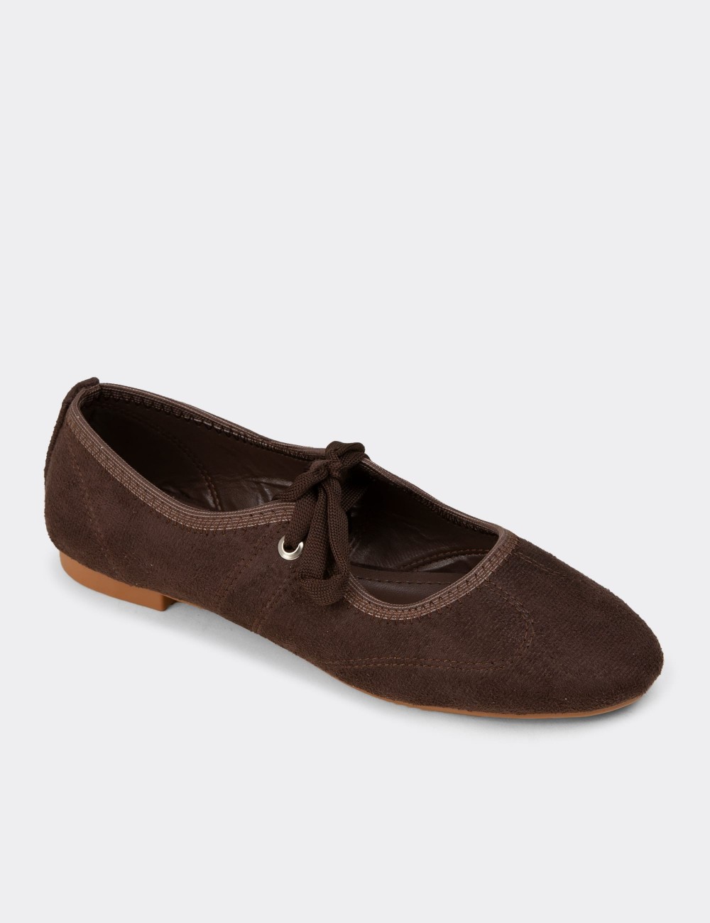 Women's Brown Ballet Flat - RD200ZKHVC01