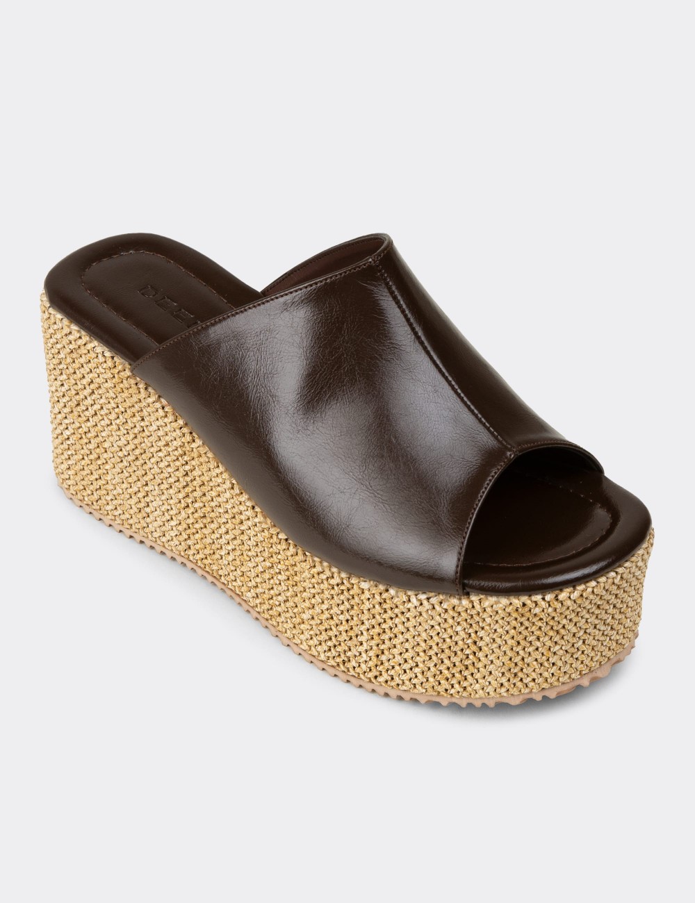 Women's Brown Wedge Mules - RD181ZKHVC01