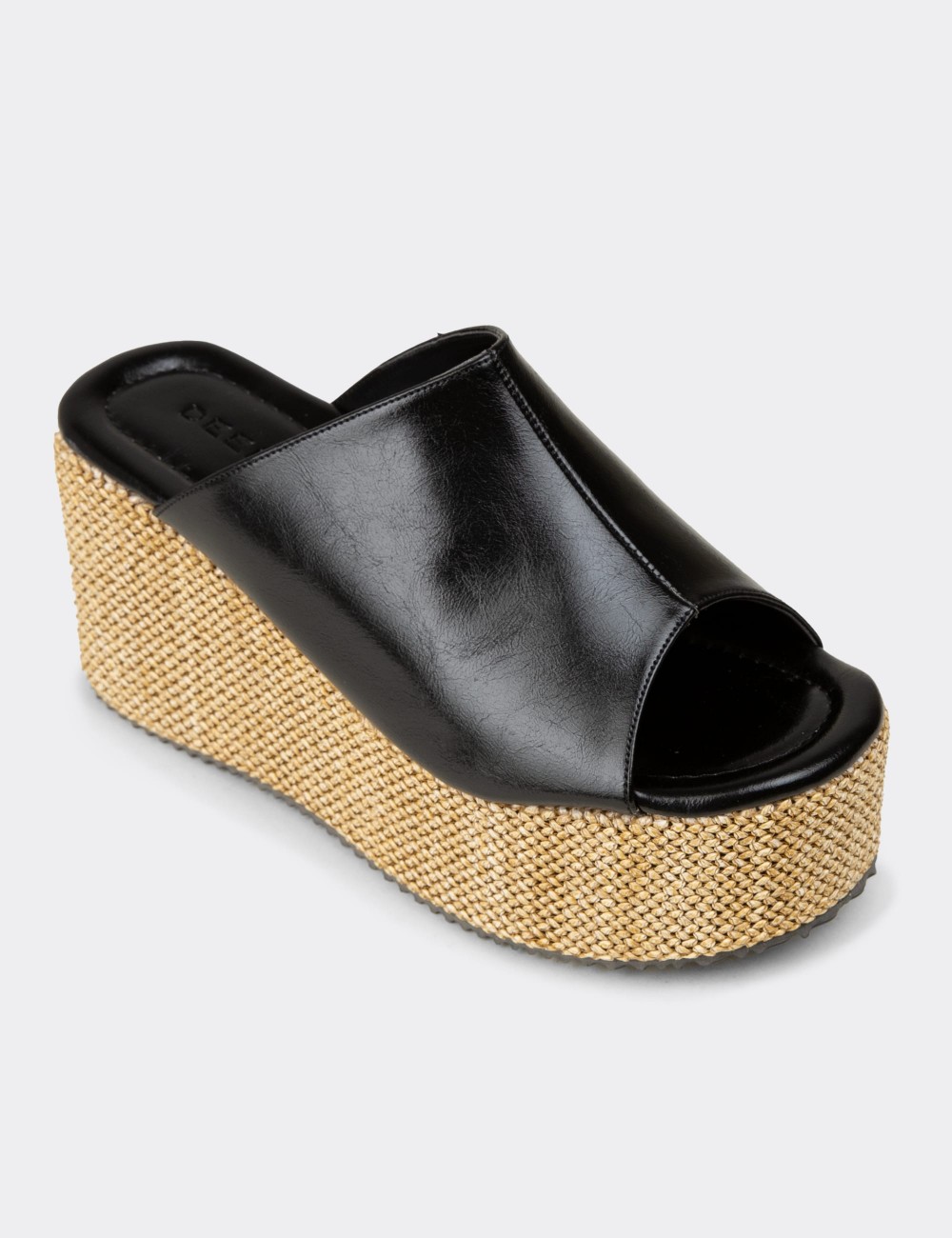 Women's Black Wedge Mules - RD181ZSYHC01