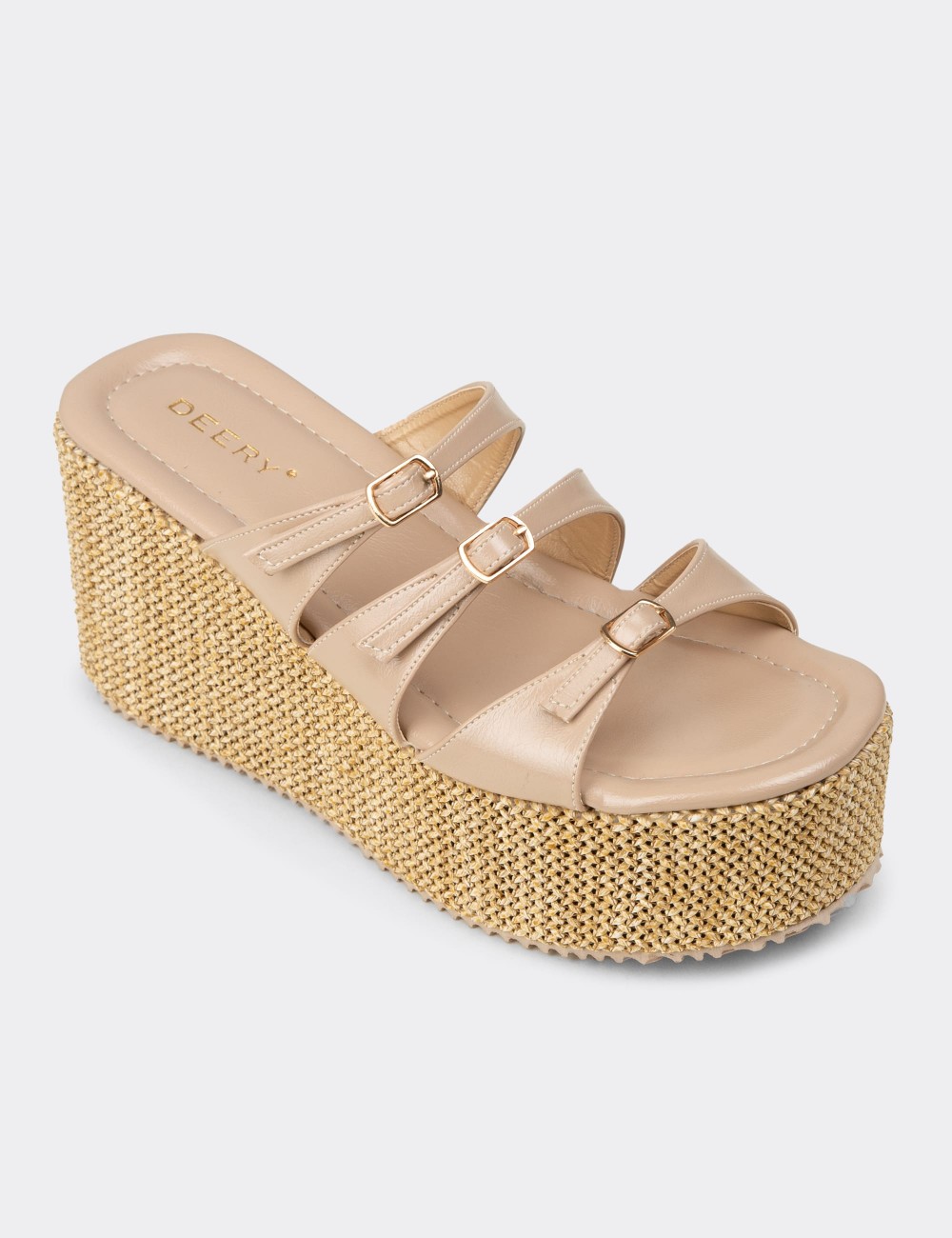 Women's Beige Wedge Mules - RD120ZBEJC01