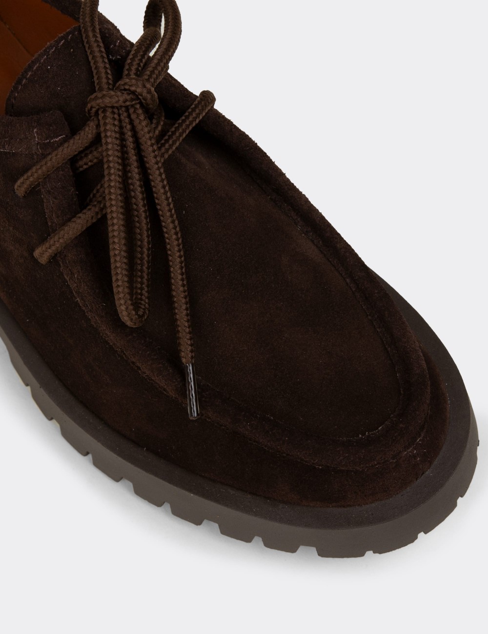 Women's Brown Suede Leather Lace-up Shoes - OS001ZKHVC03
