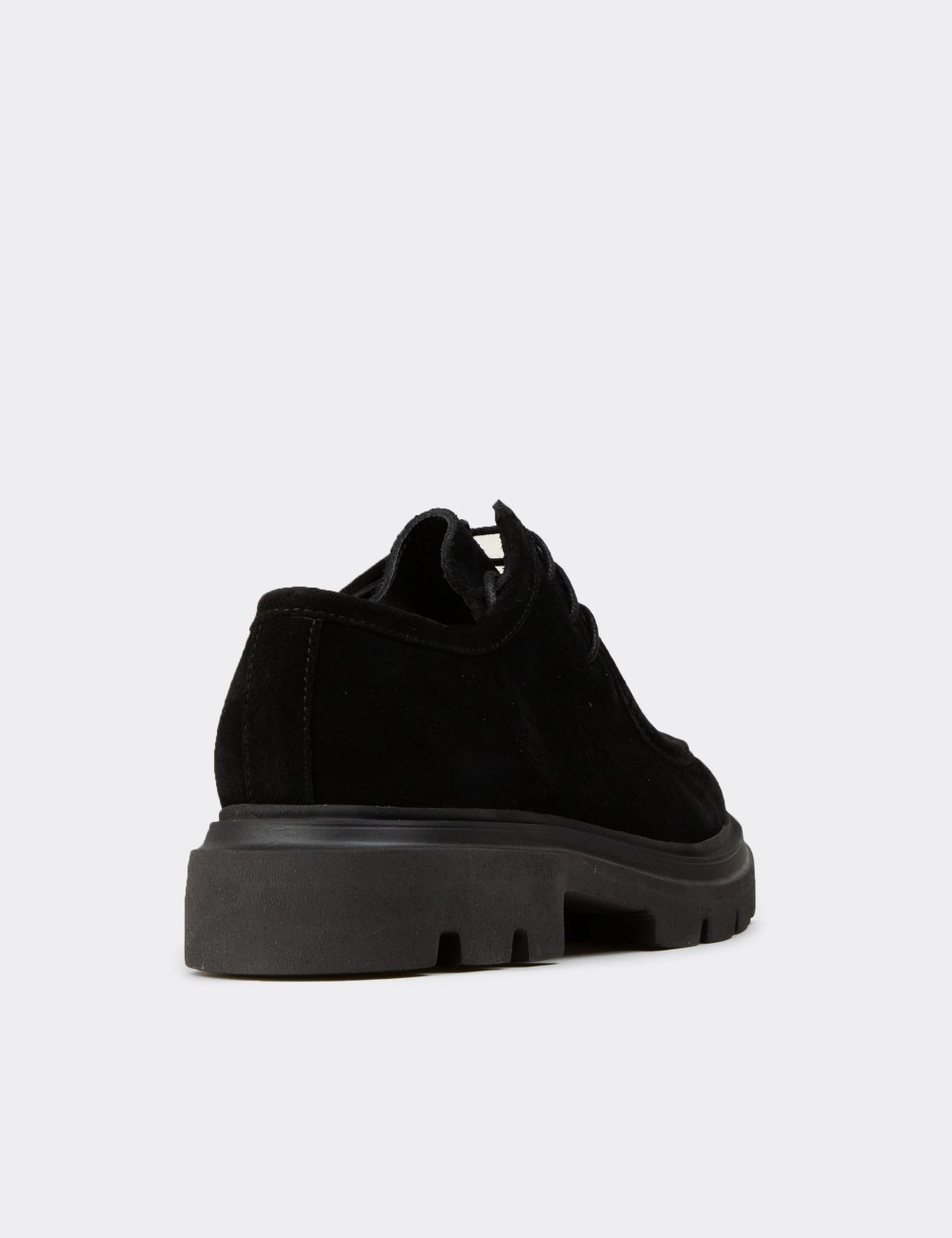 Men's Black Suede Leather Oxford Shoes - 01851MSYHE05