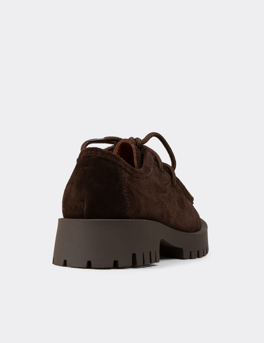 Women's Brown Suede Leather Lace-up Shoes - OS001ZKHVC03