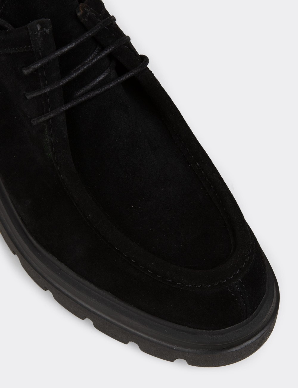 Men's Black Suede Leather Oxford Shoes - 01851MSYHE05