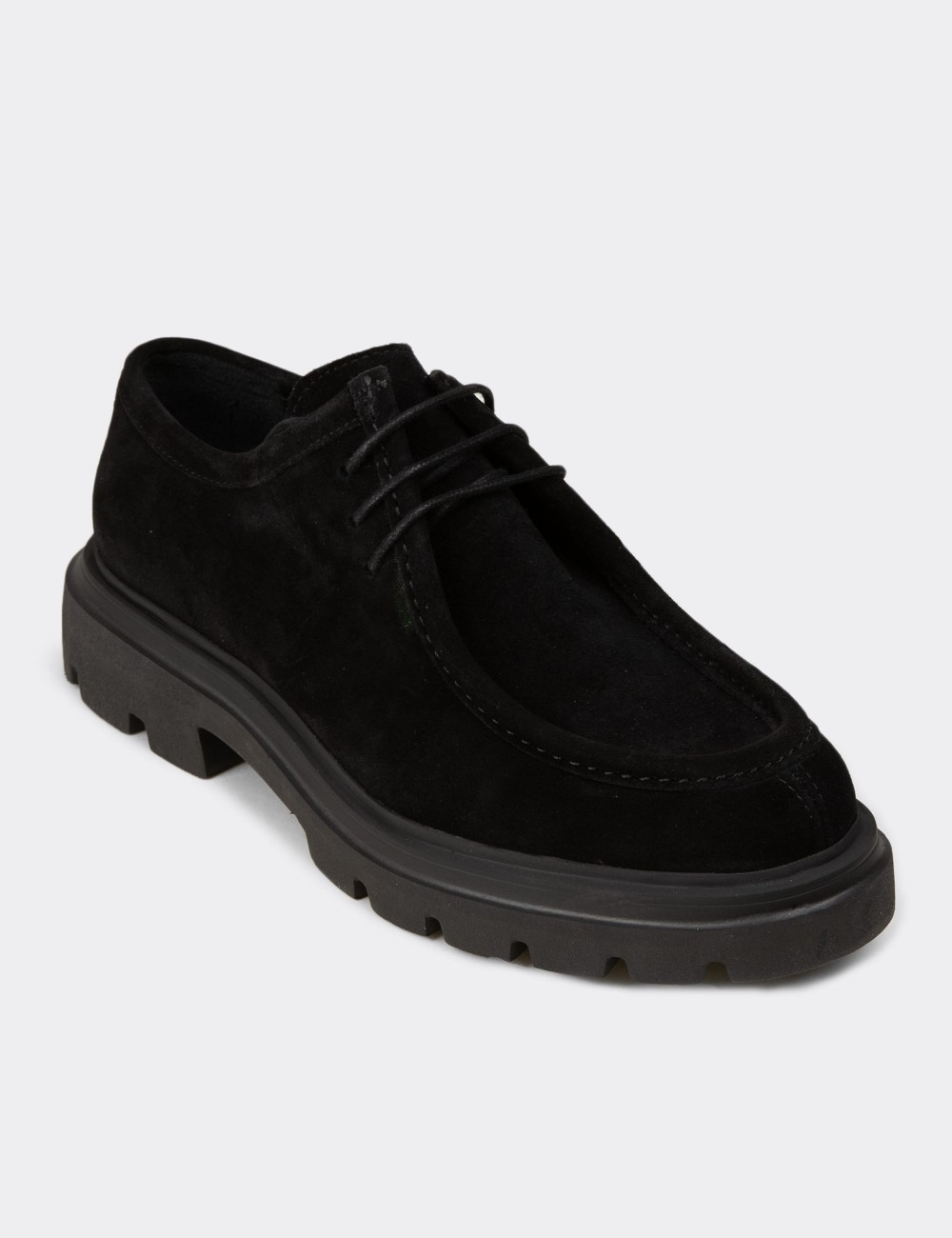 Men's Black Suede Leather Oxford Shoes - 01851MSYHE05