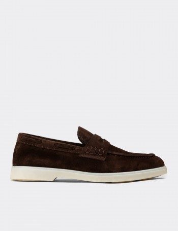 Men's Brown Suede Leather Loafers