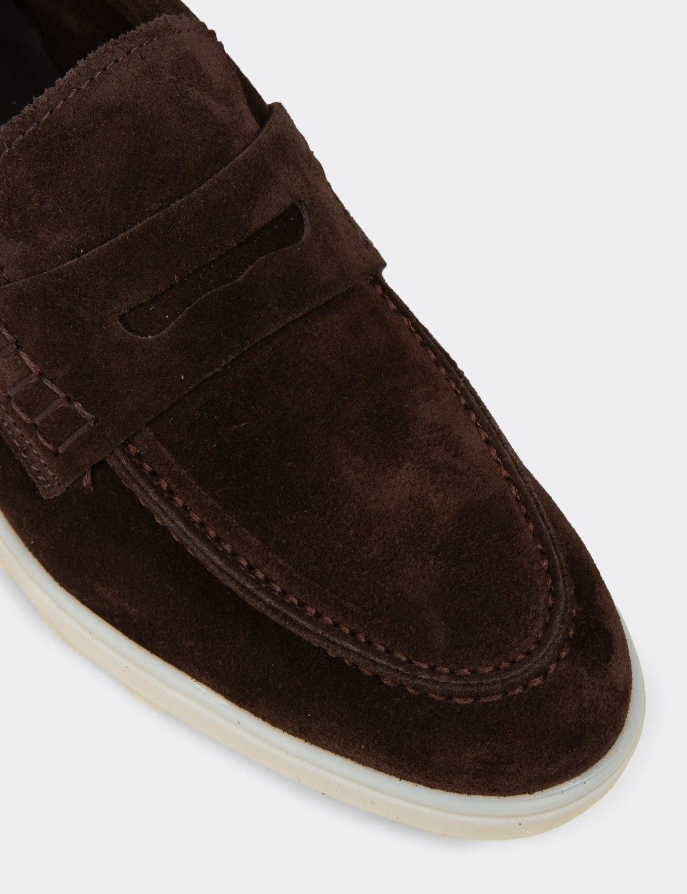 Men's Brown Suede Leather Loafers - 02028MKHVC01