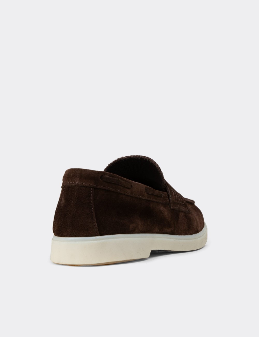 Men's Brown Suede Leather Loafers - 02028MKHVC01