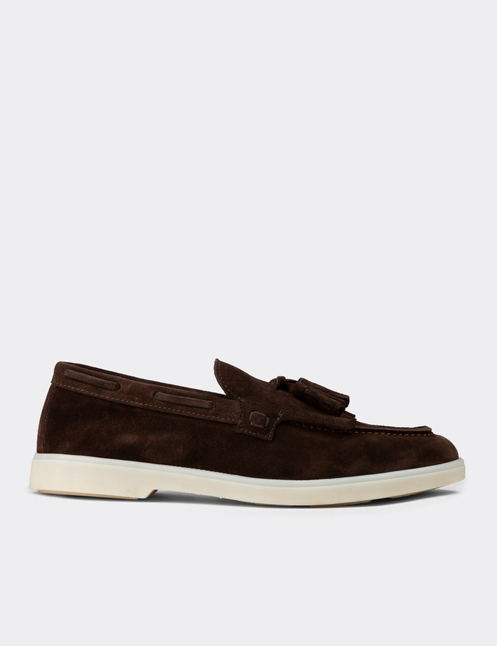 Men's Brown Suede Leather Slip-Ons - 02030MKHVC01