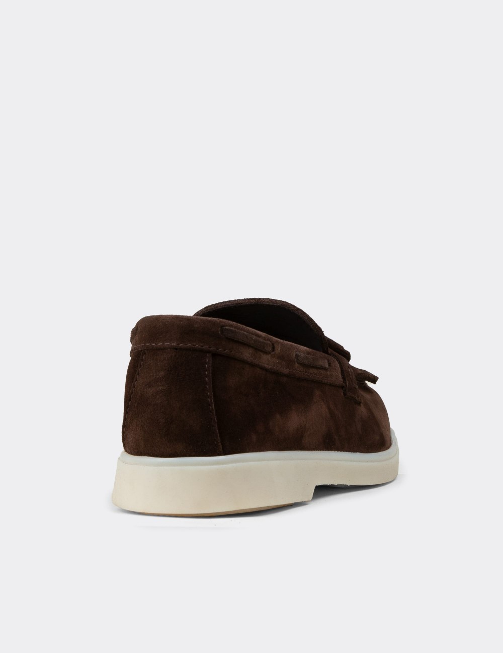 Men's Brown Suede Leather Slip-Ons - 02030MKHVC01