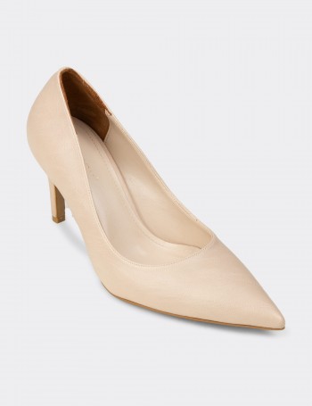 Women's Beige Stiletto Heels - RD005ZBEJM01