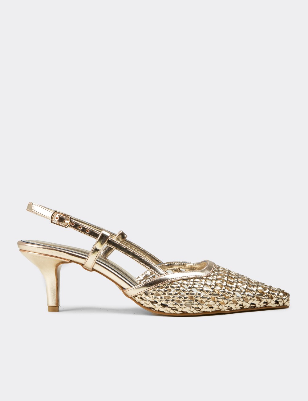 Women's Gold Slingback Pumps with Woven Detail - RD320ZALTM01