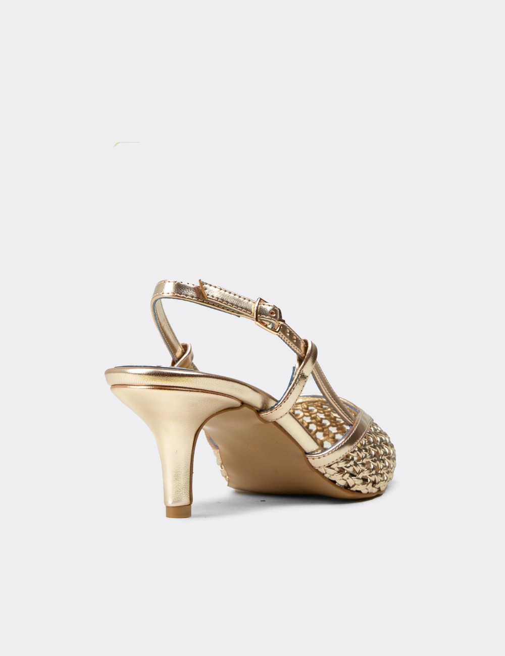 Women's Gold Slingback Pumps with Woven Detail - RD320ZALTM01