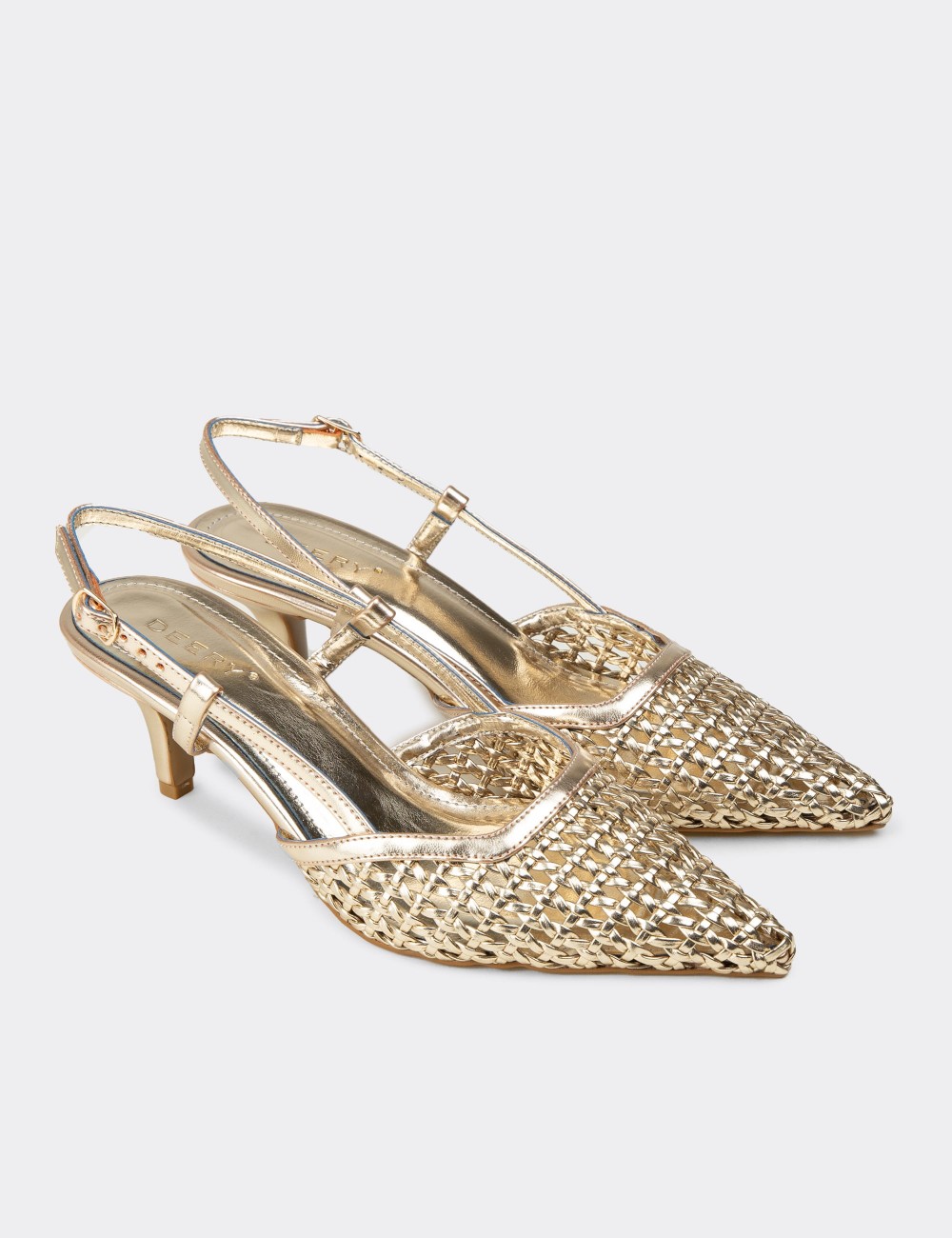 Women's Gold Slingback Pumps with Woven Detail - RD320ZALTM01