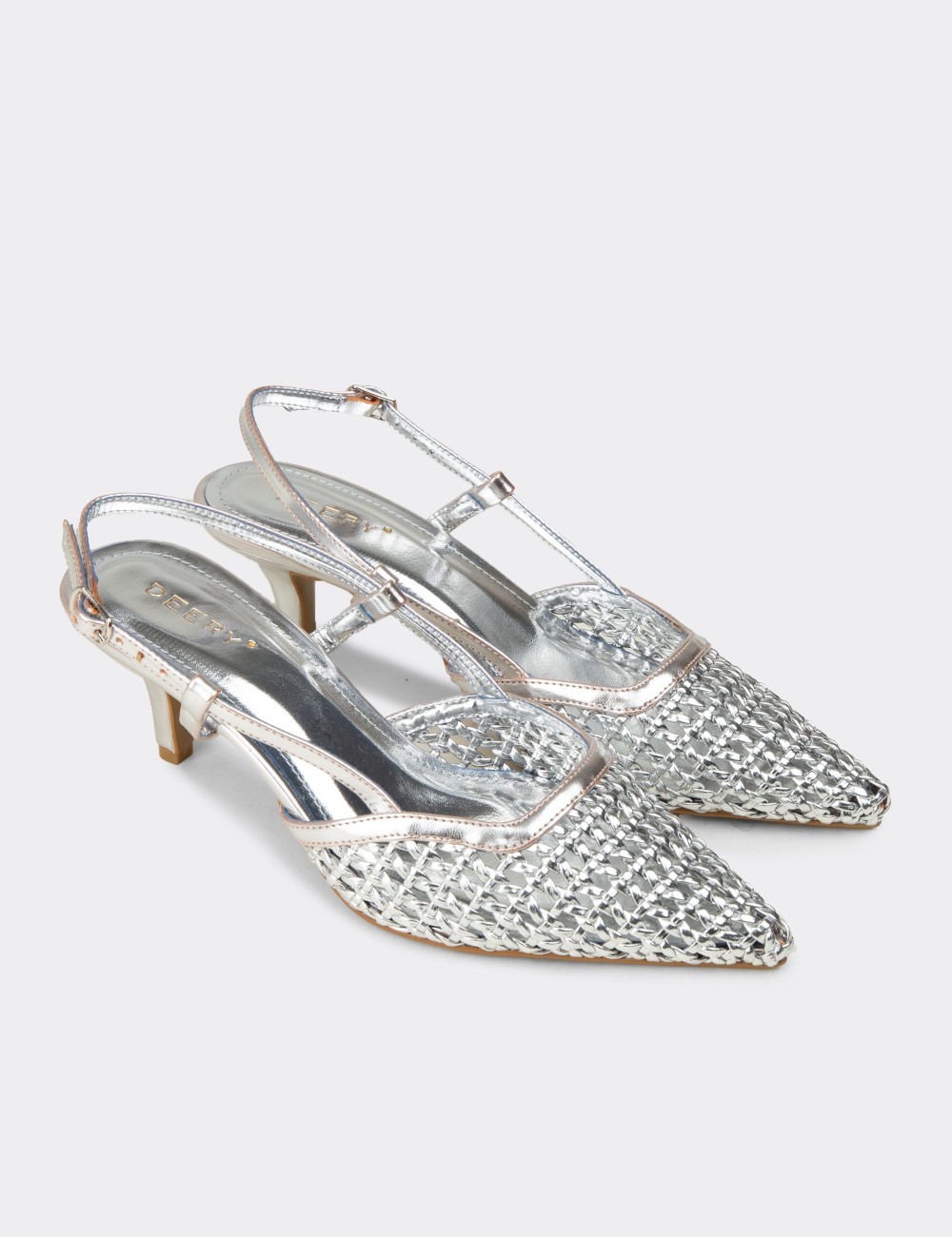 Women’s Silver Slingback Pumps with Woven Detail - RD320ZGMSM01