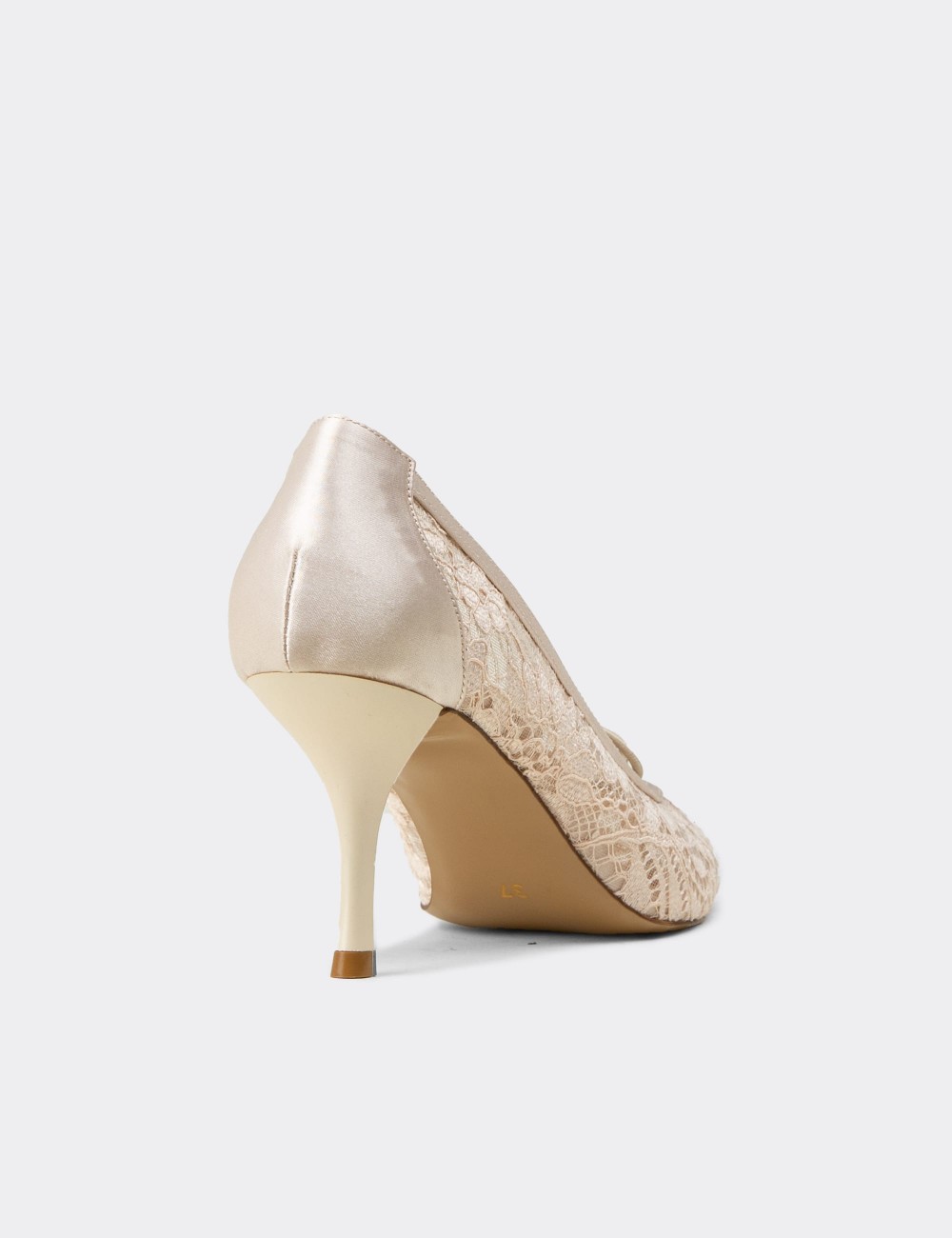Women's Beige Lace Evening Heels - V4070ZBEJM01