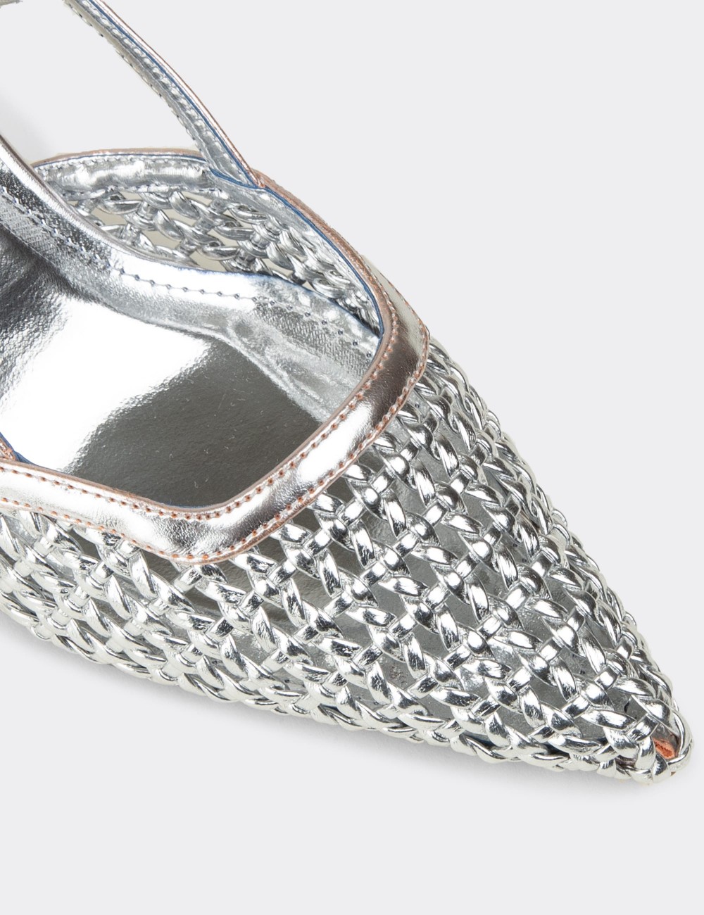 Women’s Silver Slingback Pumps with Woven Detail - RD320ZGMSM01