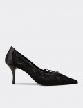 Women's Black Lace Evening Heels