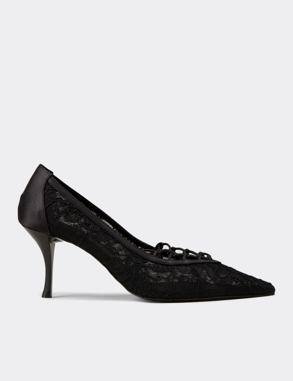 Women's Black Lace Evening Heels - V4070ZSYHM01