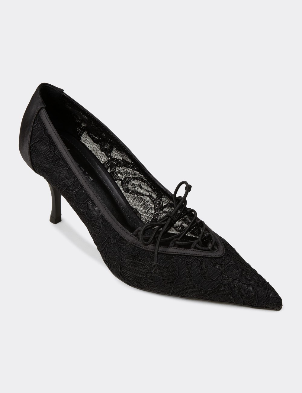 Women's Black Lace Evening Heels - V4070ZSYHM01