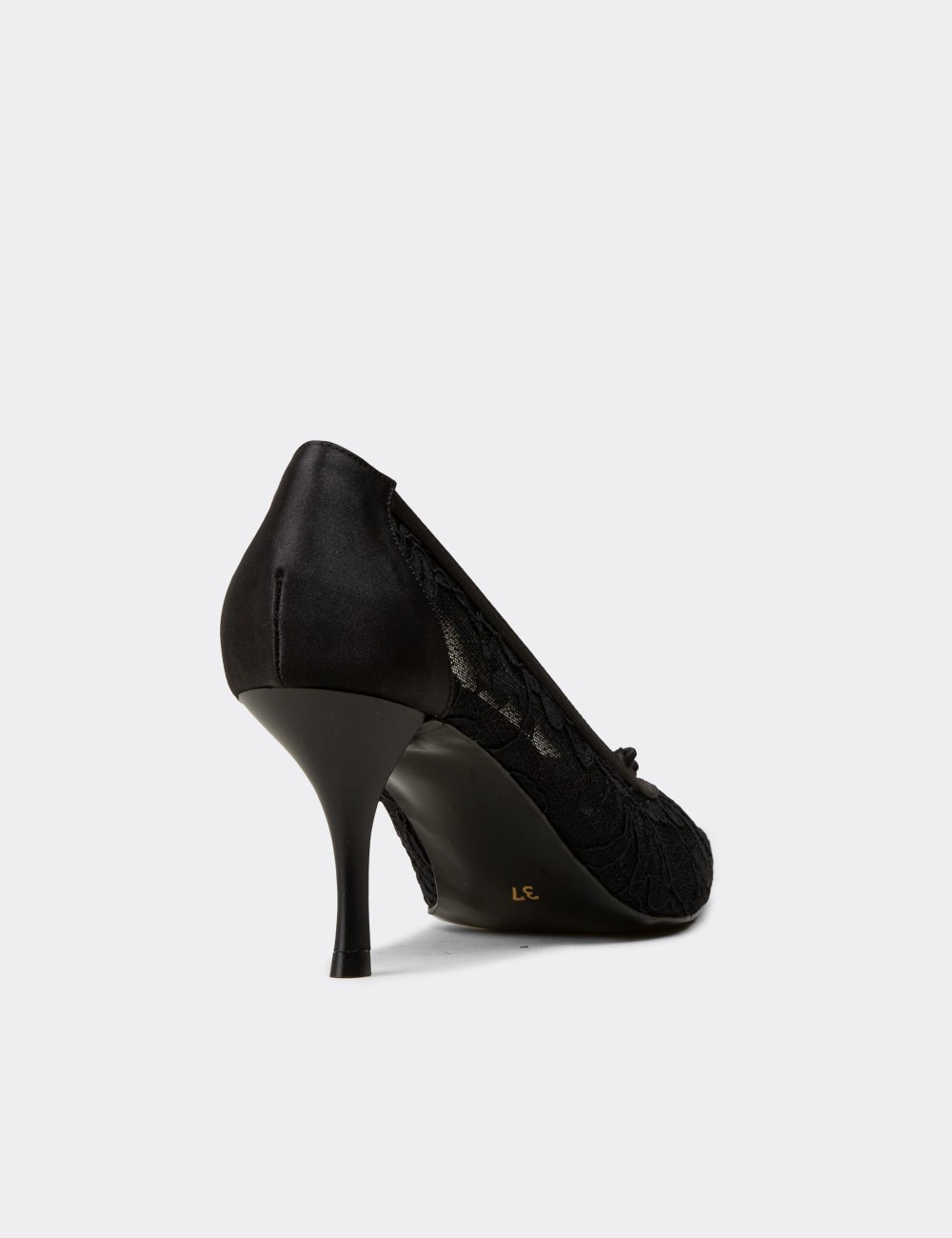 Women's Black Lace Evening Heels - V4070ZSYHM01
