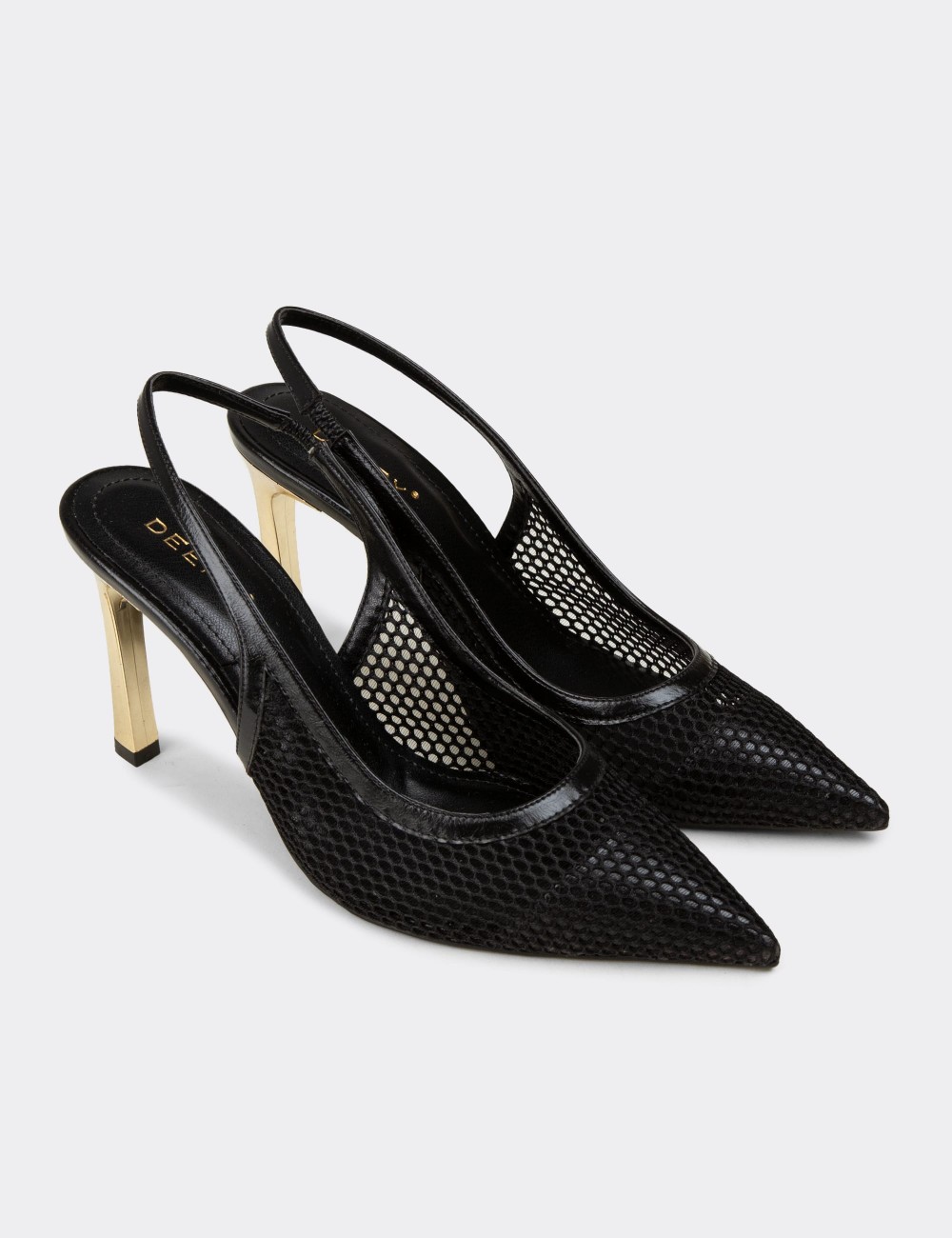 Women's Black Mesh Evening Heels - RD205ZSYHM01