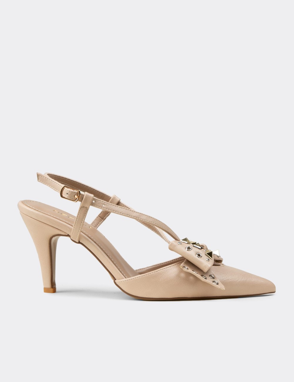 Women's Beige Bow Accent Evening Heels - RD220ZBEJM01