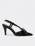 Women's Black Evening Heels with Bow Detail